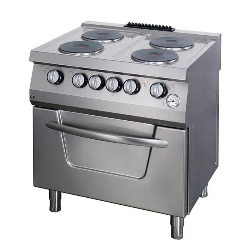 Cocina eléctrica con horno y 4 fuegos fondo 700 Heavy Duty Maxima Cocina eléctrica con horno y 4 fuegos fondo 700 Heavy Duty Maxima