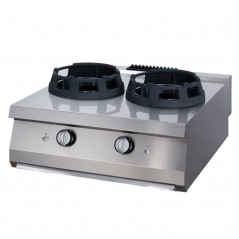 Fogón de wok a gas sobremesa con anillos de cocción Ø285 mm fondo 900 Premium Maxima