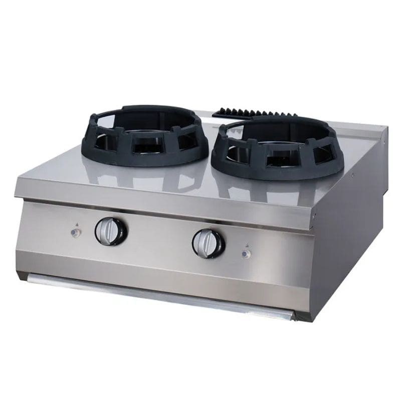 Fogón de wok a gas sobremesa con anillos de cocción Ø285 mm fondo 900 Premium Maxima