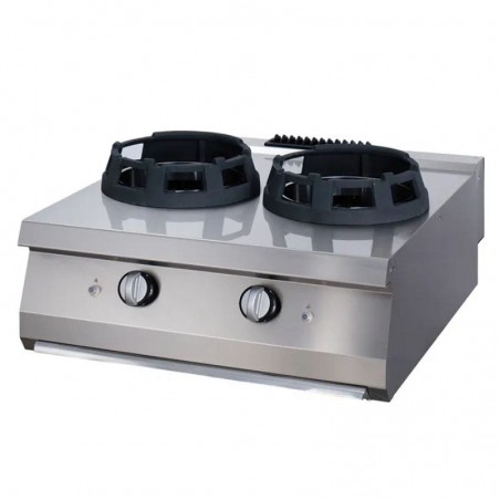 Fogón de wok a gas sobremesa con anillos de cocción Ø285 mm fondo 900 Premium Maxima