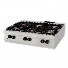 Cocina a gas sobremesa 6 fuegos fondo 900 Premium Maxima
