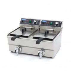 Freidora eléctrica doble de sobremesa con grifo 10+10 litros Maxima