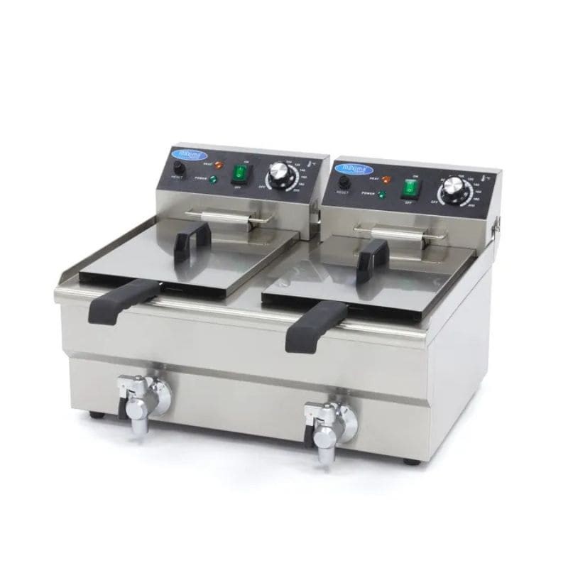 Freidora eléctrica doble de sobremesa con grifo 10+10 litros Maxima