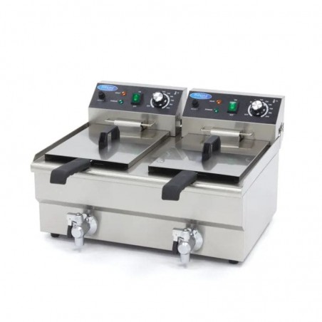Freidora eléctrica doble de sobremesa con grifo 10+10 litros Maxima