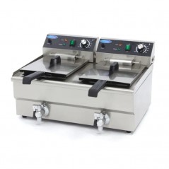 Freidora eléctrica doble de sobremesa con grifo 13+13 litros Maxima
