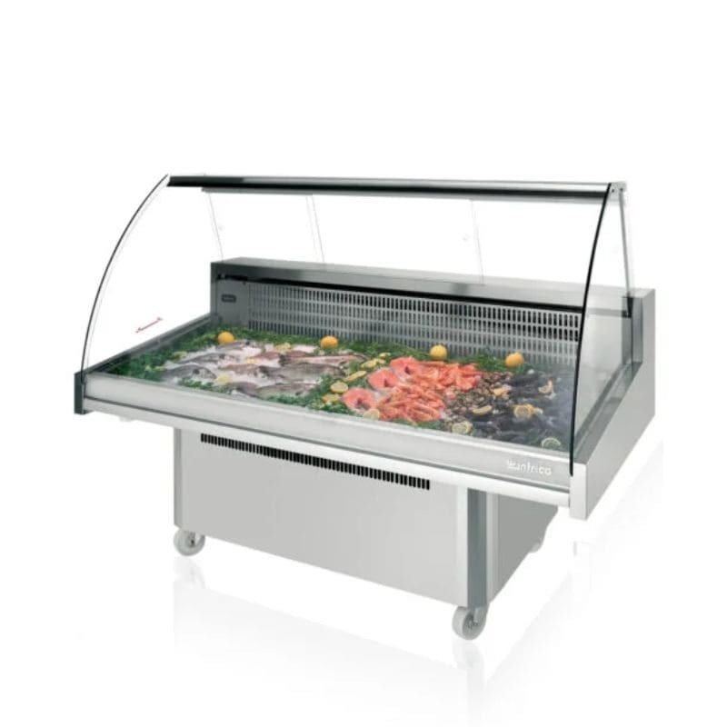 Vitrina refrigerada para pescado cristal curvo VML-C Serie Málaga