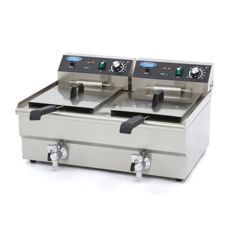 Freidora eléctrica doble de sobremesa con grifo 16+16 litros Maxima Freidora eléctrica doble de sobremesa con grifo 16+16 litros Maxima