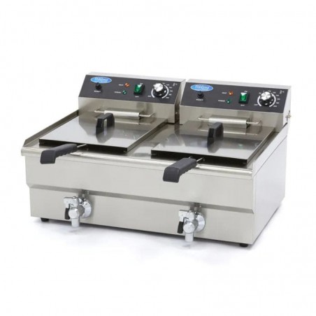 Freidora eléctrica doble de sobremesa con grifo 16+16 litros Maxima