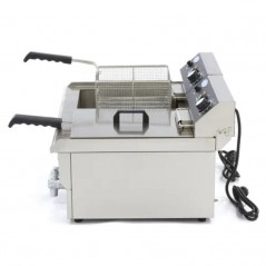 Freidora eléctrica doble de sobremesa con grifo 16+16 litros Maxima