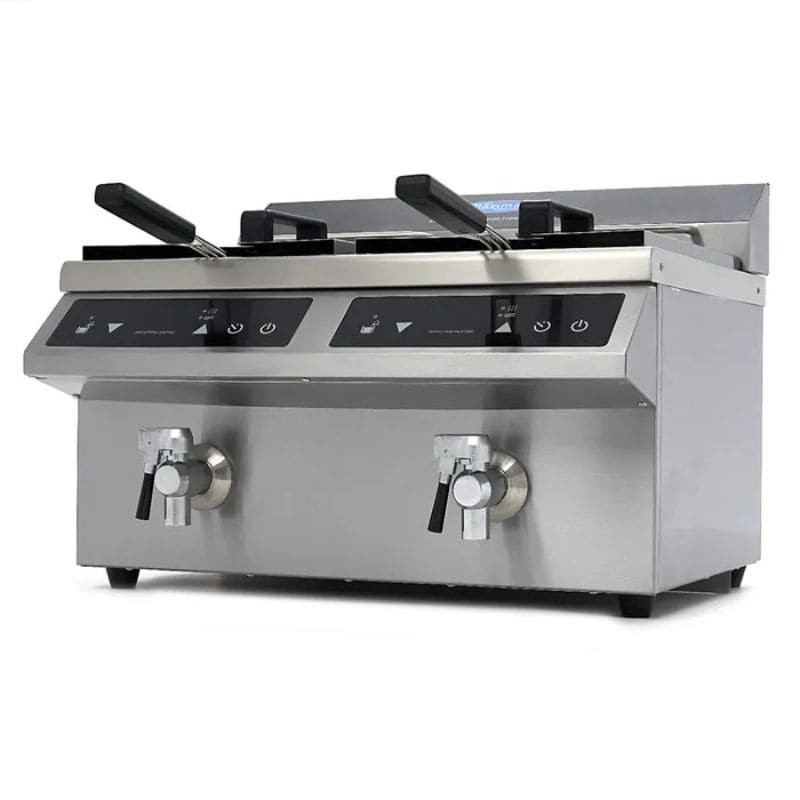 Freidora eléctrica doble de sobremesa con grifo 8+8 litros Maxima Freidora eléctrica doble de sobremesa con grifo 8+8 litros Maxima