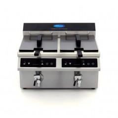 Freidora eléctrica doble de sobremesa con grifo 8+8 litros Maxima