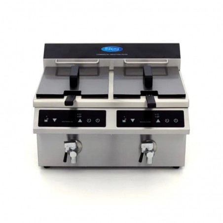 Freidora eléctrica doble de sobremesa con grifo 8+8 litros Maxima