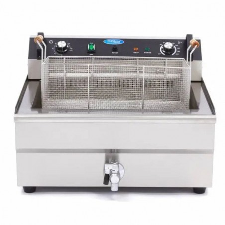 Freidora eléctrica de sobremesa 1 cuba 30 litros con doble resistencia, zona fría y grifo Maxima