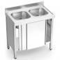Fregadero con 2 cubetas y mueble de puertas correderas Fregadero con 2 cubetas y mueble de puertas correderas
