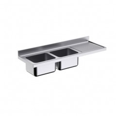 Fregadero Acero Inoxidable 1800x600 mm 2 Cubas y Escurridor Derecho