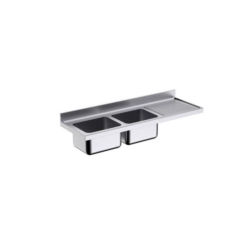 Fregadero Acero Inoxidable 1800x600 mm 2 Cubas y Escurridor Derecho Fregadero Acero Inoxidable 1800x600 mm 2 Cubas y Escurridor Derecho