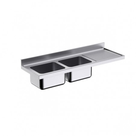 Fregadero Acero Inoxidable 1800x600 mm 2 Cubas y Escurridor Derecho