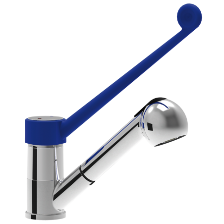 Grifo monomando extensible de codo con leva larga y manguera de 1,5 m