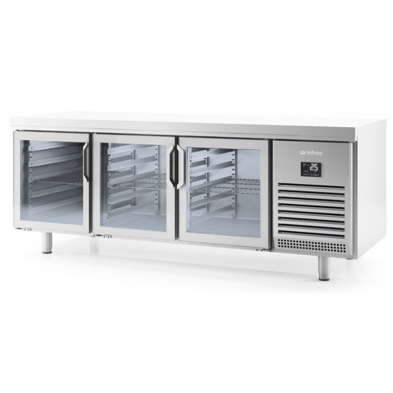 Mesa refrigerada euronorma 600x400 para pastelería puerta de cristal serie 800 MR CR
